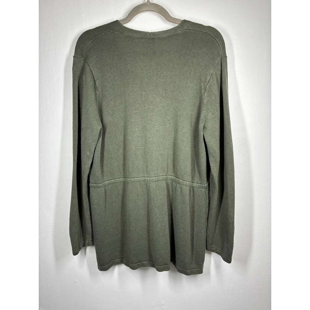 J.Jill Green Linen Blend Flyaway Cardigan Sweater Large Lagenlook Coastal - Picture 8 of 11